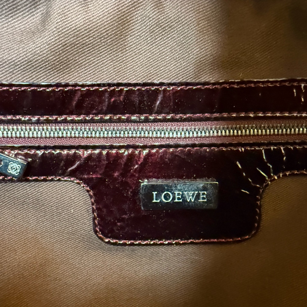 Loewe Burgundy Patent Leather Satchel Bag with Lock & Key - Picture 7 of 14